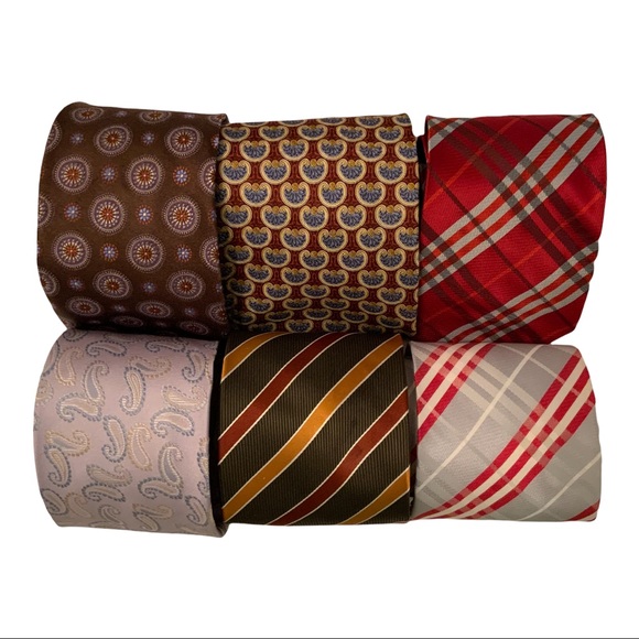 100% Silk 6 Piece of Assorted Men’s Ties Multi Pattern Multi Colours - Picture 5 of 5